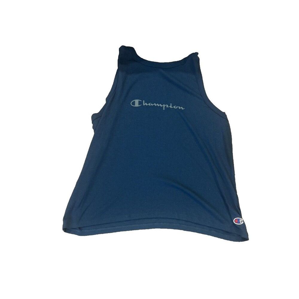 Champion Women's Sleep Tank Top XL Blue Ribbed Sleeveless Pajama Shirt NWT